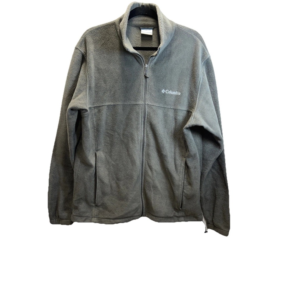 Columbia Sportswear Vertex Army Green Jacket Fleece Lined Full Zip Up Logo Sz L